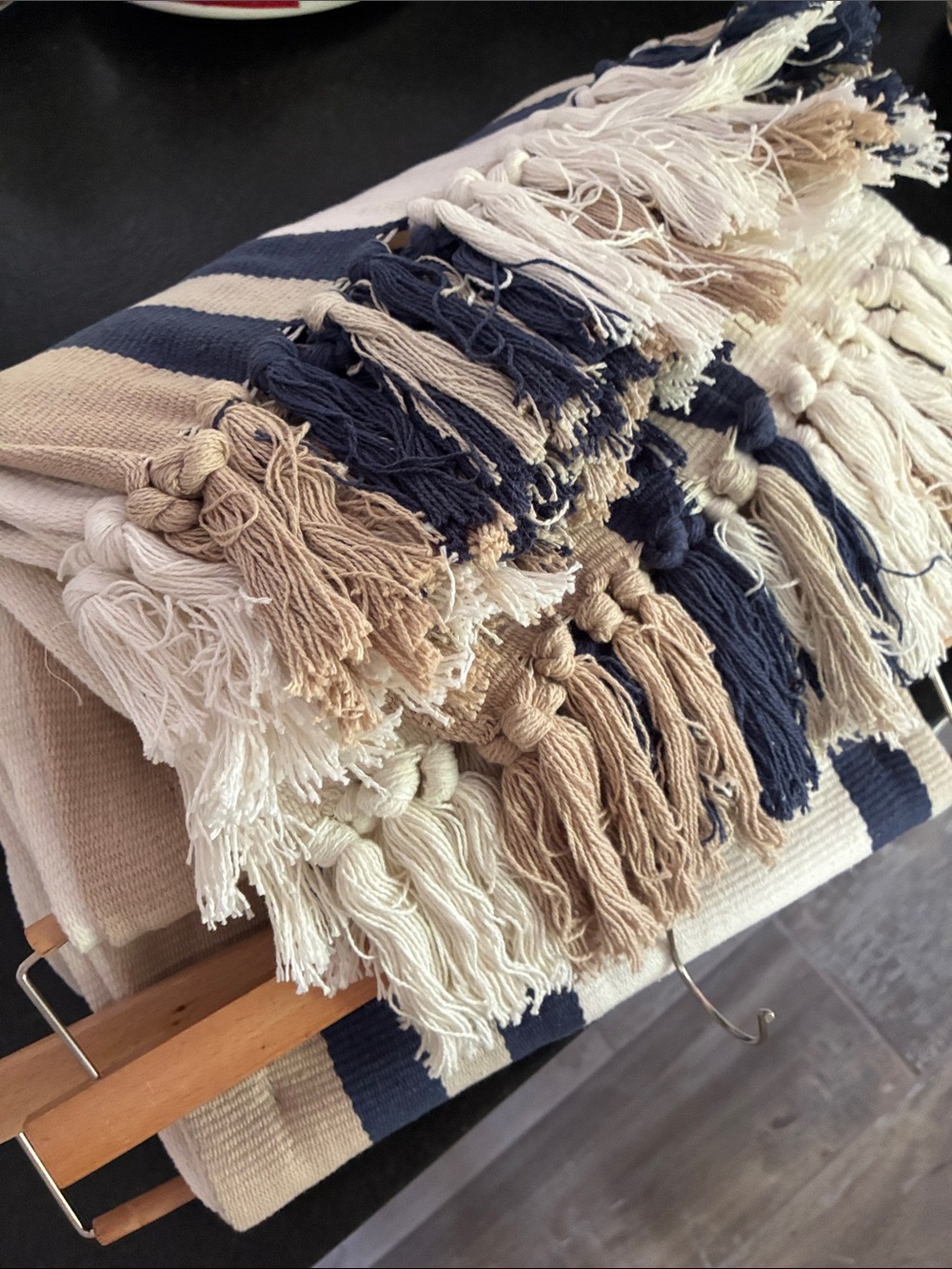 Striped Navy and Cream Decorative Throw - Max Studio NWT - Picture 4 of 4